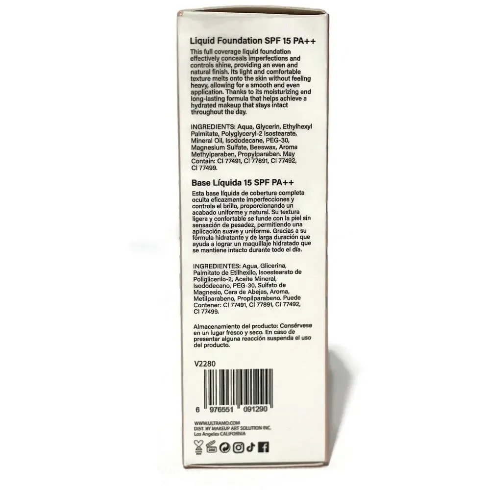 Ultramo Matte Liquid Foundation Golden Medium SPF15 PA++ High Coverage 40ml